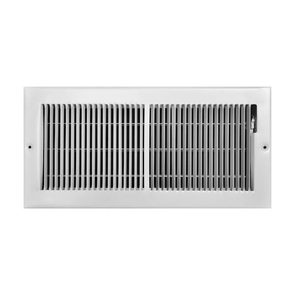 True Aire Tru Aire 6 in. H X 14 in. W 2-Way Powder Coat White Steel Floor Baseboard Register C123M 14X06 - main
